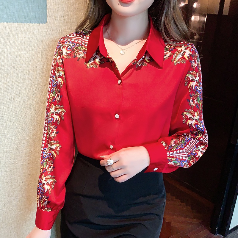 Áo Sơ Mi chiffon Tay Dài Dáng Rộng In Họa Tiết Thời Trang Hàn Quốc Dành Cho Nữ