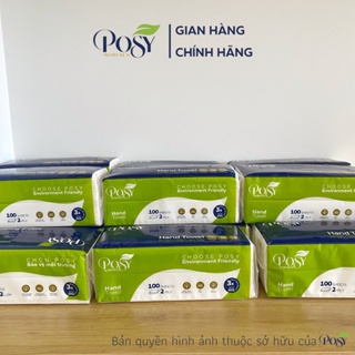 Khăn giấy lau tay POSY, Khăn giấy đa năng 100 tờ 2 lớp