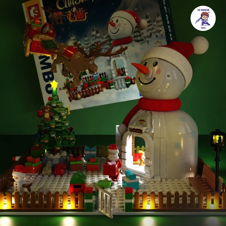 Đồ Chơi Lắp Ráp Giáng Sinh Noel Mô Hình Ngôi Nhà Ông Già Noel Phát Sáng Người Tuyết Cây Thông 601156