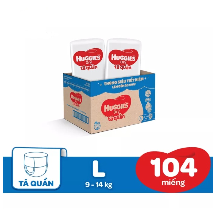 Tã quần Huggies M120/L104/XL88/XXL80