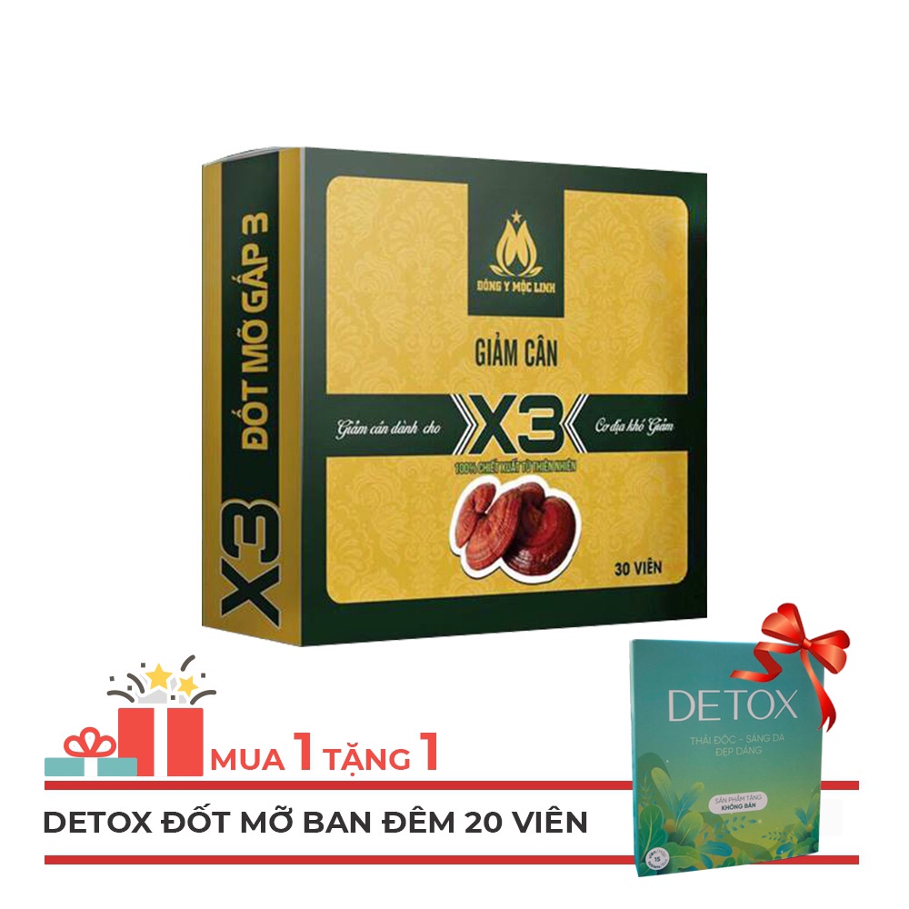 Giảm Cân Cấp Tốc Slim X3 Đông Y Mộc Linh Chính Hãng Hộp 30 Viên