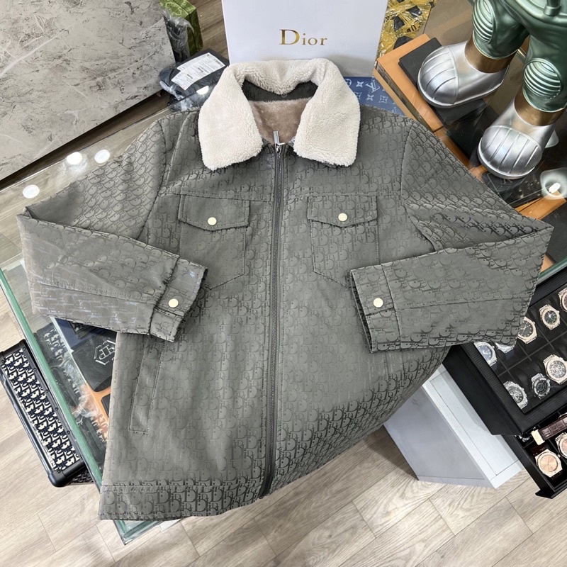 Khoác Bomber Da Cổ Lông Cao Cấp