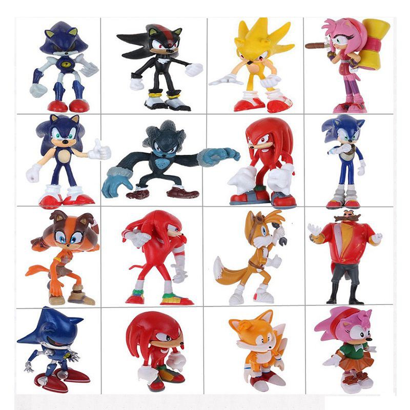 Set 6 bức tượng hình nhân vật vật hoạt hình Sonic the Hedgehog làm quà tặng cho trẻ em