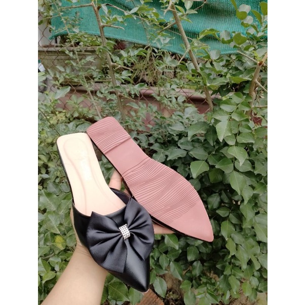 Giày dép sục nữ nơ lụa cánh to siêu xinh chuẩn size Bigsize từ 35 -45