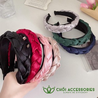 Bờm tóc tết nữ, băng đô lụa satin bản to mấn tết sang chảnh- Y010