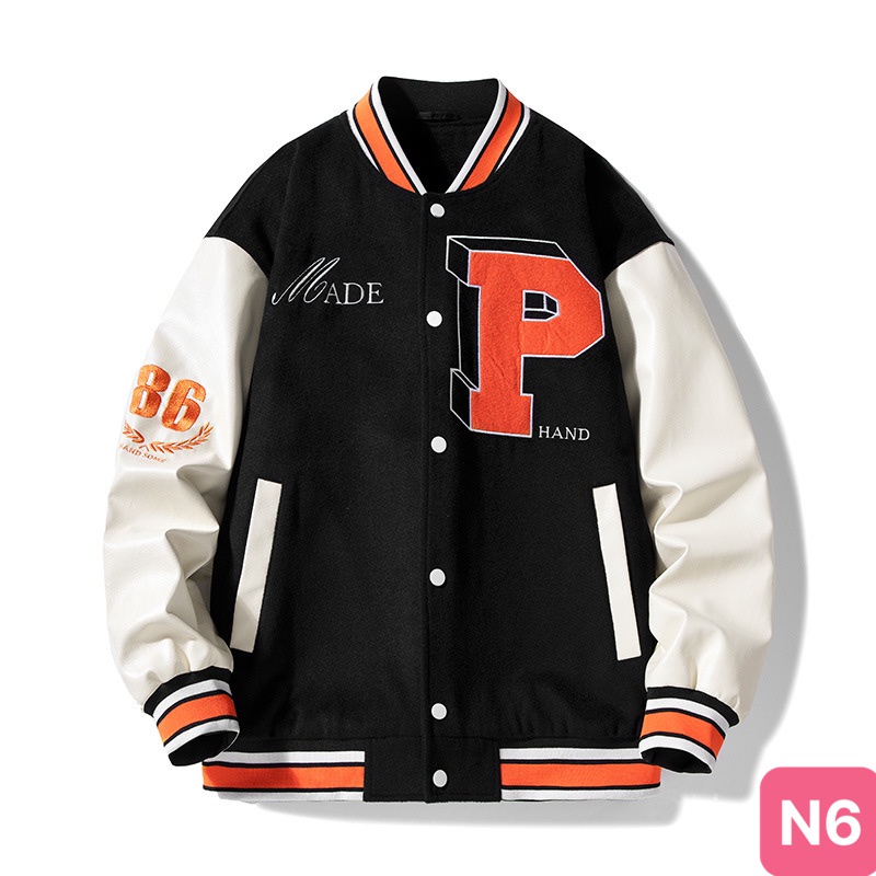 Áo khoác nỉ Hoodie nam nữ không có nón form rộng kiểu dáng Bomber bóng chày GM18