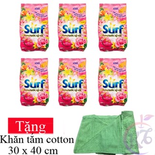  Combo 6 bịch Bột giặt Surf gói 380g Tặng 1 khăn tắm cotton siêu mềm 30x40cm màu ngẫu nhiên - xà bông hương nước xả vải 