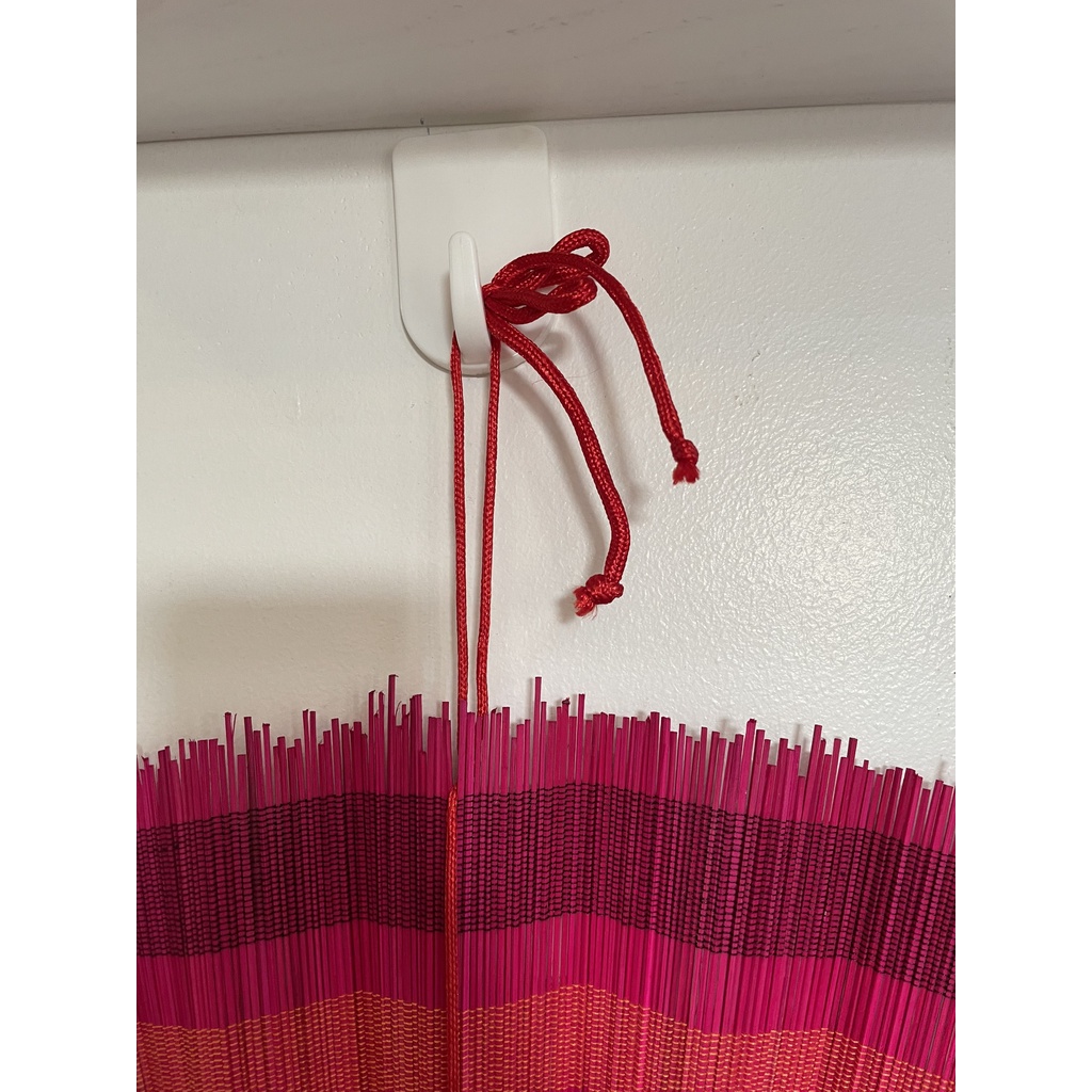 Quạt mành tre treo tường trang trí, quạt decor màu nhúng đỏ 2 đầu size,60cm, 80cm 100cm