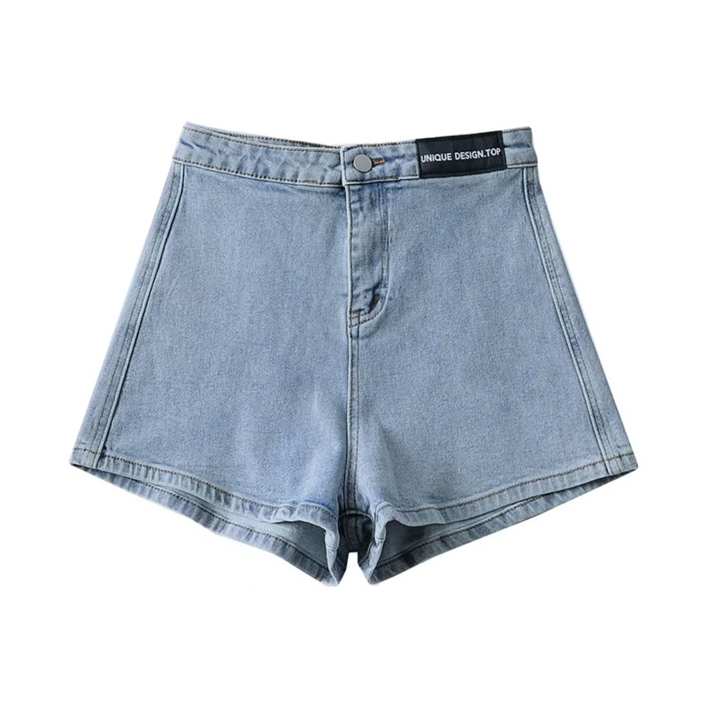 Quần Short Jean Chữ A Lưng Cao Màu Sắc Đơn Giản Cho Nữ