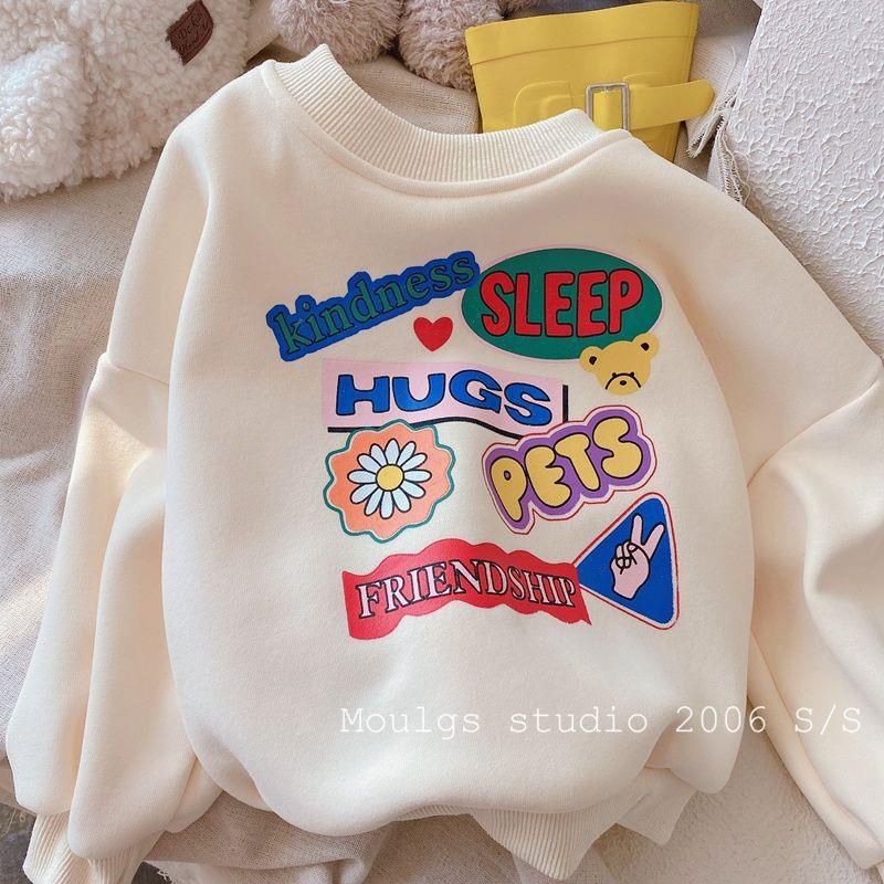 Áo Sweater Lông Cừu Giữ Ấm In Chữ Thời Trang Thu Đông Cho Nữ