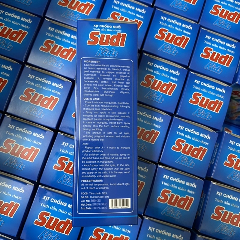 Xịt chống muỗi tinh dầu thảo dược SUDI KIDS , Xịt xua muỗi Sudi kids phòng ngừa sốt xuất huyết ,xịt chống muỗi Sakamos
