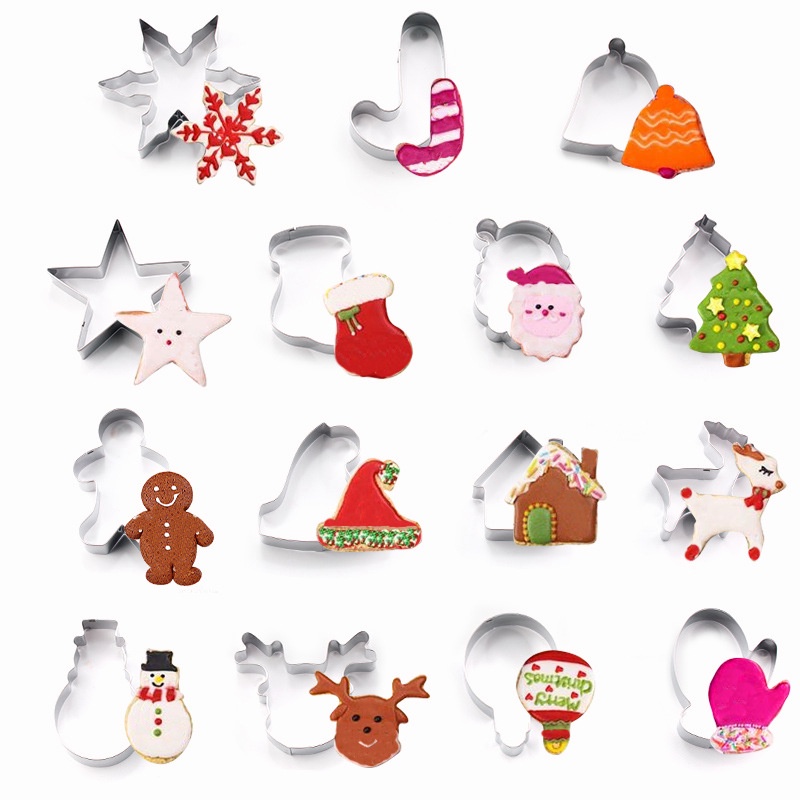 1 Khuôn Cắt Bánh Quy Bằng Thép Không Gỉ Phong Cách Giáng Sinh