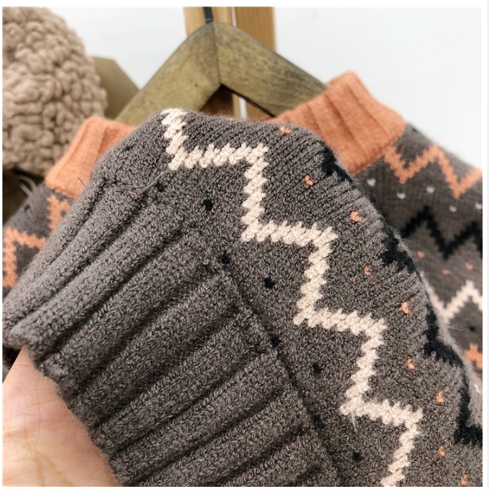 Áo Sweater Dệt Kim Chui Đầu Vải Lông Cừu Kiểu Hàn Quốc Dễ Thương Cho Bé