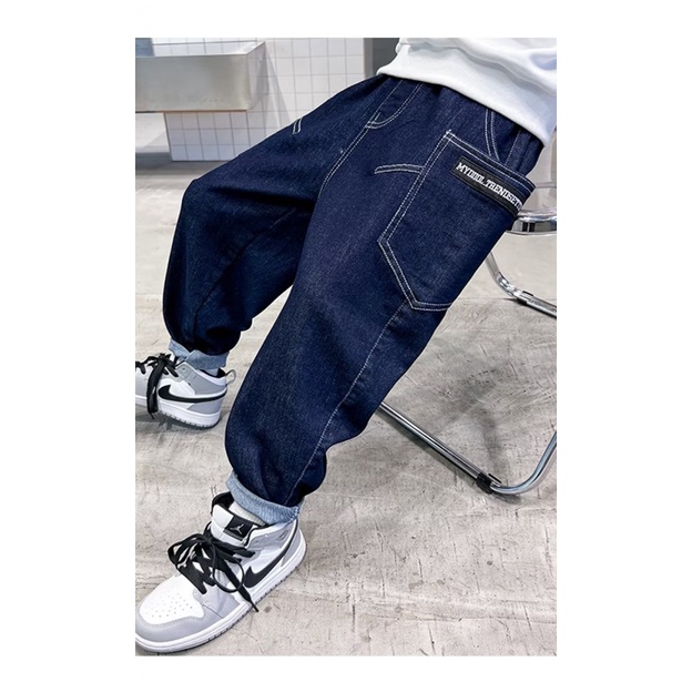 Quần Jean Dài Dáng Rộng Thời Trang Xuân Thu 2022 Mới Phong Cách Phương Tây Cá Tính Cho Bé Trai