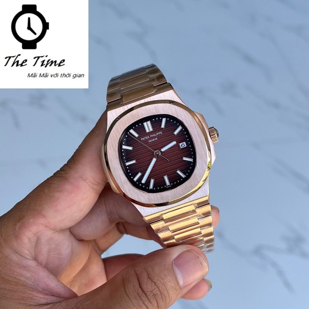 Đồng Hồ Nam PP GENEVE Viền Trơn Máy Cơ Automatic, 41mm Chống Nước 5ATM