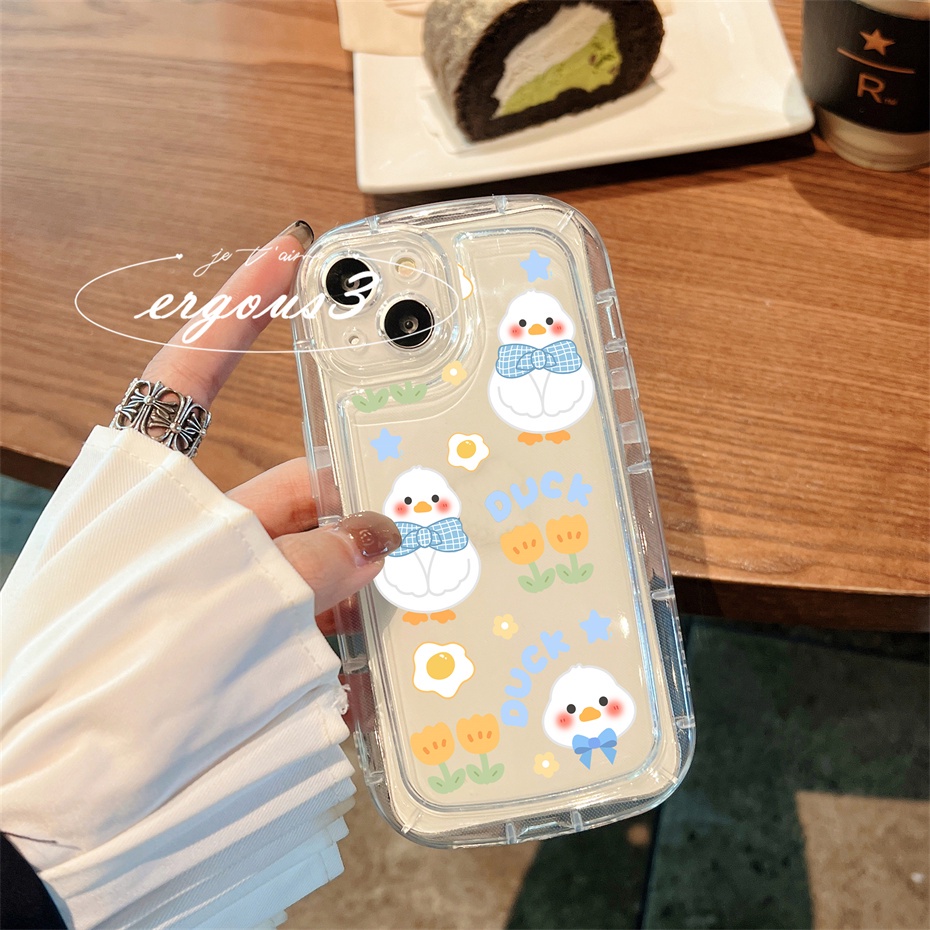 Ốp Điện Thoại TPU Mềm Đệm Khí In Hình Vịt Hoạt Hình Cho iPhone 14 13 12 11 Pro Max SE2020 X XR Xs Max 7 8 Plus