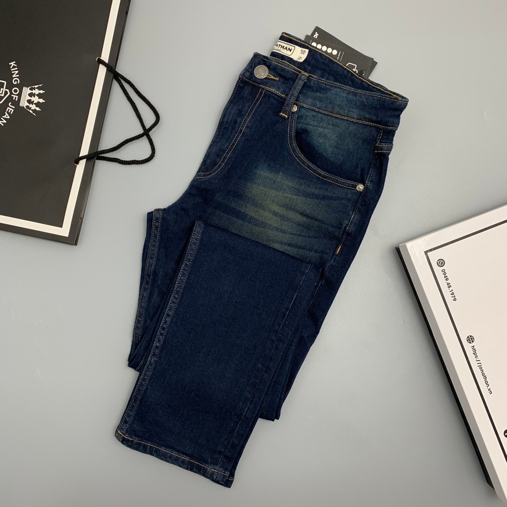 Quần jean nam xanh đậm JONATHAN QJ030 vải denim cao cấp co dãn nhẹ 4 chiều, form dáng chuẩn đẹp, trẻ trung, hottrend