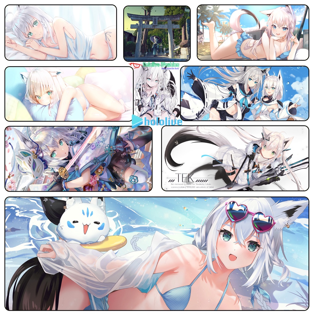 Tấm Lót Chuột Chơi Game Hololive Vtuber Trắng Thổi Tuyết Neo Siêu Lớn Dễ Thương