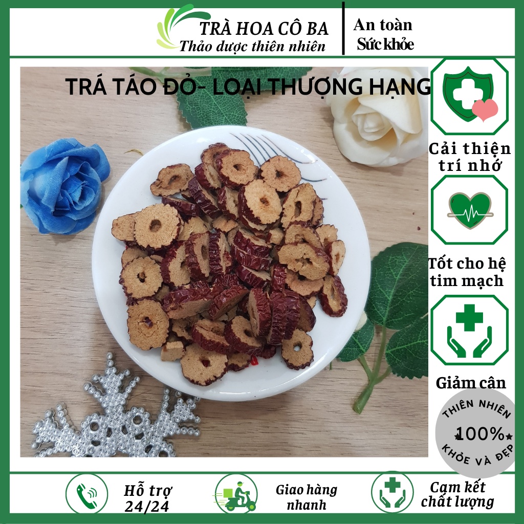 Trà táo đỏ, táo đỏ khô, bổ sung vitamin, đẹp da Trà Hoa Cô Ba