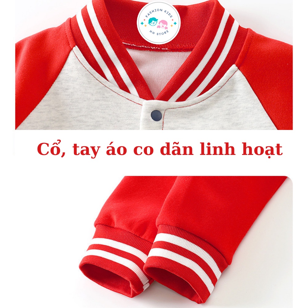 Áo Bomber Bé Trai, Bé Gái  8-10kg, Áo Khoác Nỉ Trẻ Em 3 -12 Tuổi