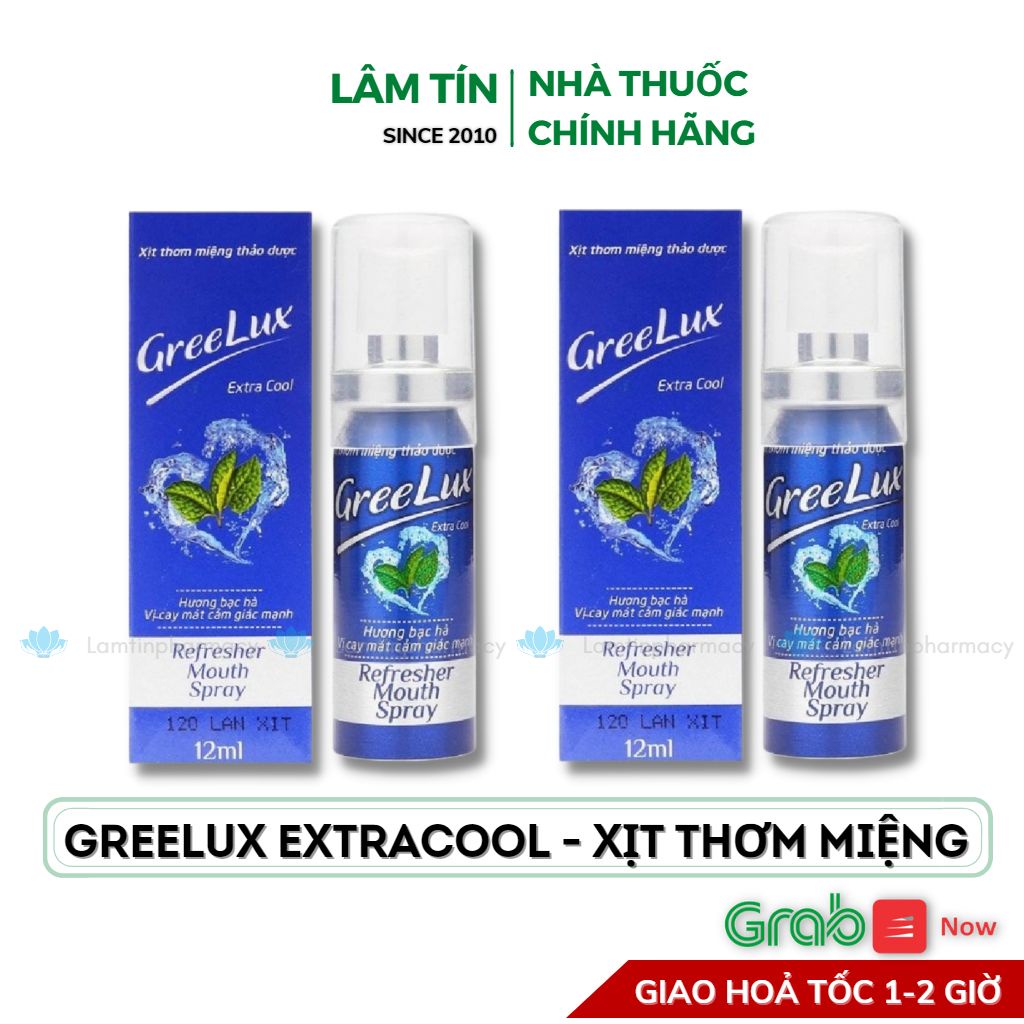 Xịt Thơm Miệng Greelux Extracool Thảo Dược 12ml (vị cay mát lạnh) - Nước Khử Mùi Hôi Miệng Greelux Vị Bạc Hà Bình Mini