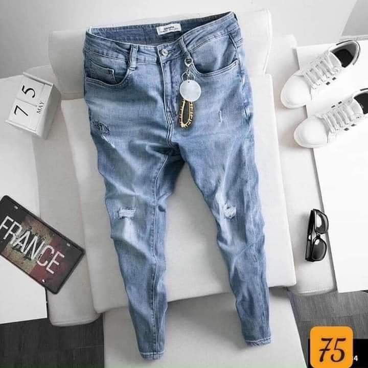Quần Jean Nam chất liệu bò denim co giản 4 chiều màu xanh đơn giản dễ phối đủ size đủ mẫu from chuẩn như hình MS75