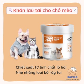 Khăn Lau Tai Tẩy Rửa Cạn Bẩn Trong Tai Chó Mèo - Khăn Ướt Vệ Sinh Tai Cho Chó Mèo - Hủ 130/200 Miếng