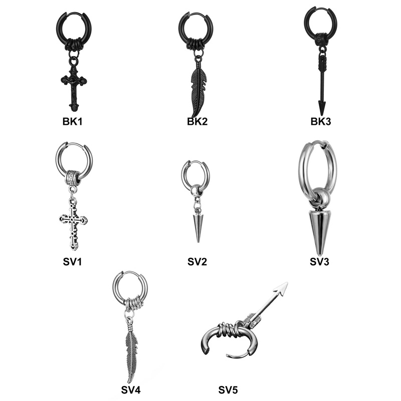 1 Bông Tai Thép Titan Hình Thánh Giá Phong Cách Hàn Quốc Thời Trang