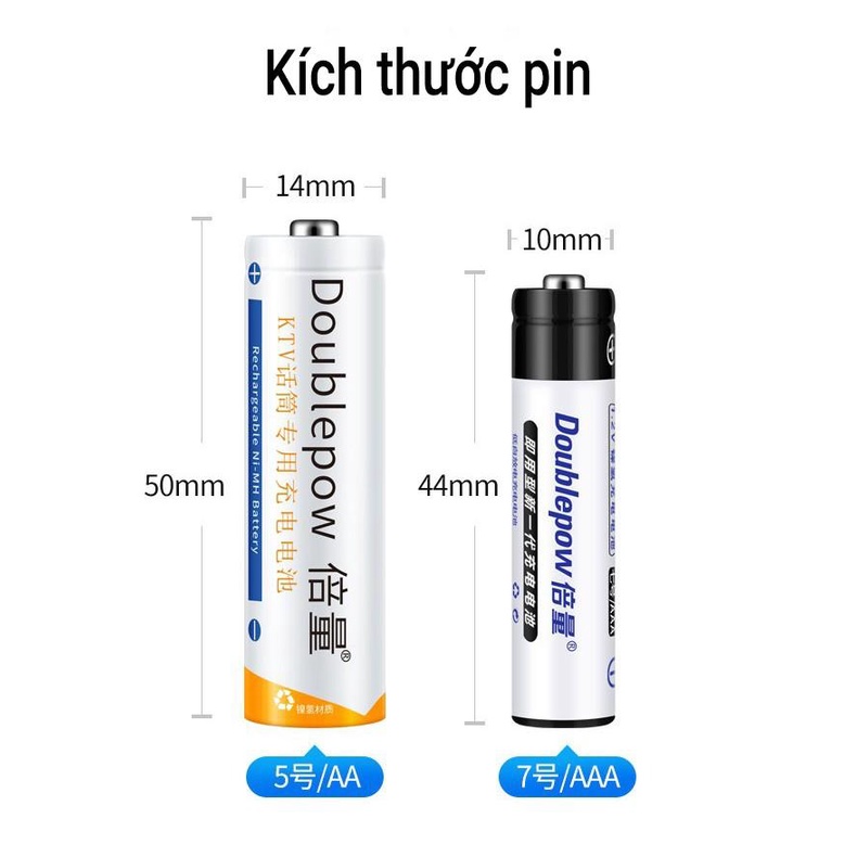 Bộ sạc 6 pin AA AAA sạc nhanh, tự ngắt DP-K66 Doublepow Cho Micro, đồ chơi, đồng hồ, remote thay thế pin 1.5V