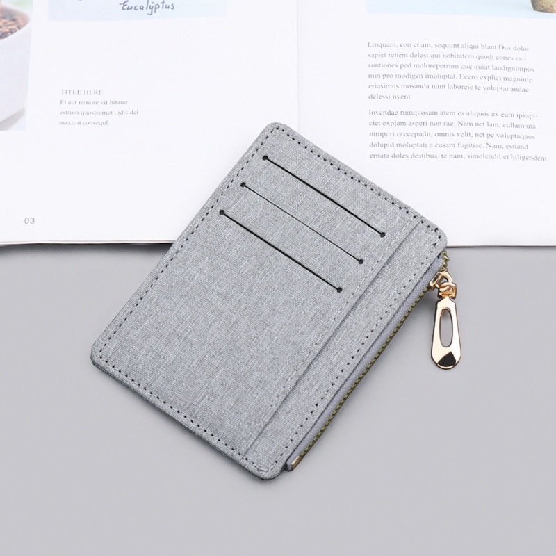 Ailigap Ví Canvas Mini Siêu Mỏng Đựng Bằng Lái Xe Có Khóa Kéo Đơn Giản
