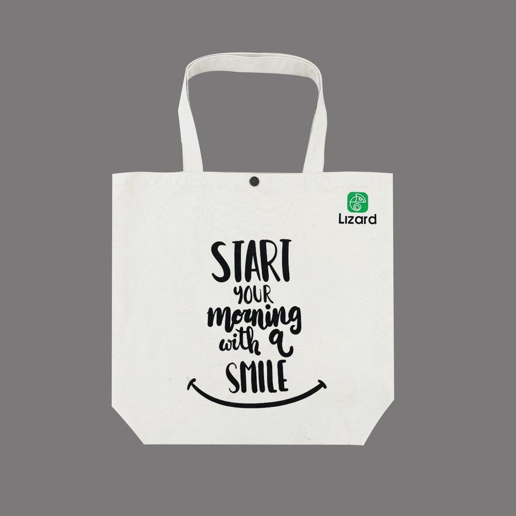 Túi Tote Canvas Lizard Phong Cách Hàn Quốc Có Khóa Cài