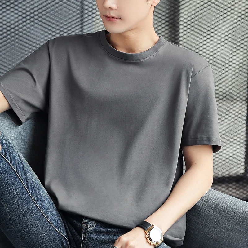 Áo Thun 100% Cotton Màu Trơn In Chữ baju lelaki Lenan 21 Sợi Chất Lượng Cao Cho Nam