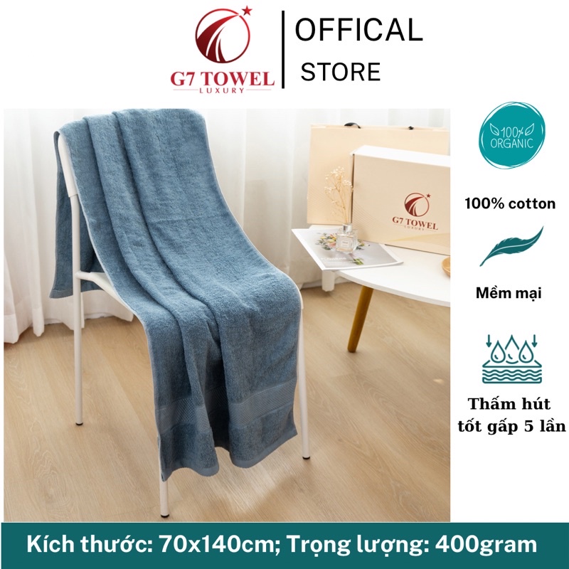 Khăn tắm cotton cao cấp G7WT05 kích thước 70x140cm dùng cho Spa, khách sạn, gia đình - 100% cotton nhập khẩu.