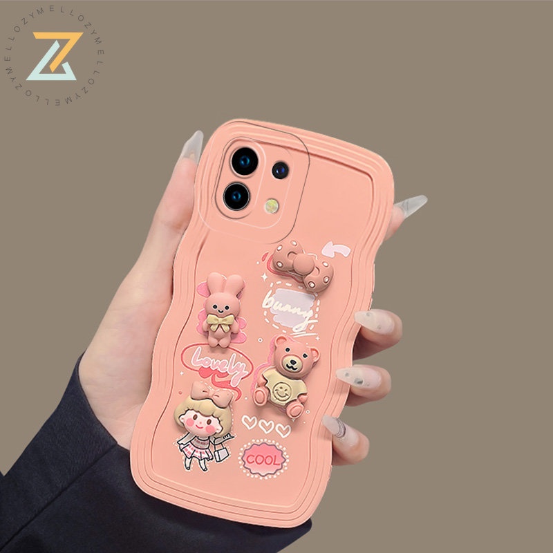 VIVO V27E V27 V23 V23E Y22 Y12 Y12S Y20 Y21 Y33S Y30 Y15 Y16 Y17 Y12A Y85 Y72 Y20S Y11S Y21A Y50 Y20A Y91C Y1S V20 Pro Vỏ điện thoại silicon hình thỏ hoạt hình lượn sóng thời trang