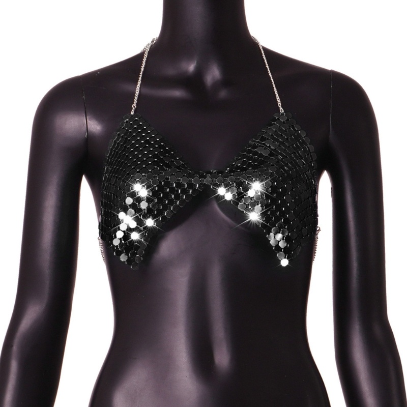 Áo Bikini Hai Dây Cổ Chữ V Đính Kim Sa Lấp Lánh Quyến Rũ Cho Nữ