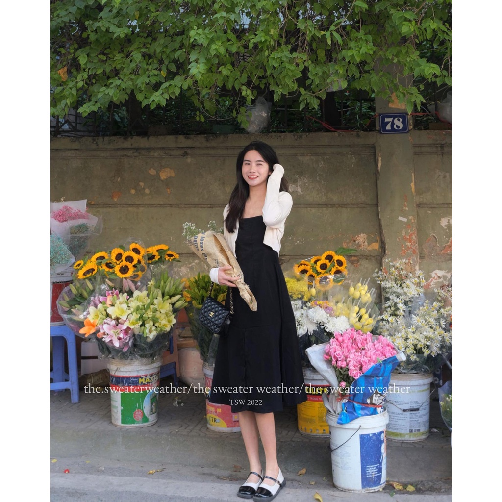 Váy 2 dây kèm áo khoác cardigan. váy hai dây áo cardigan AS109