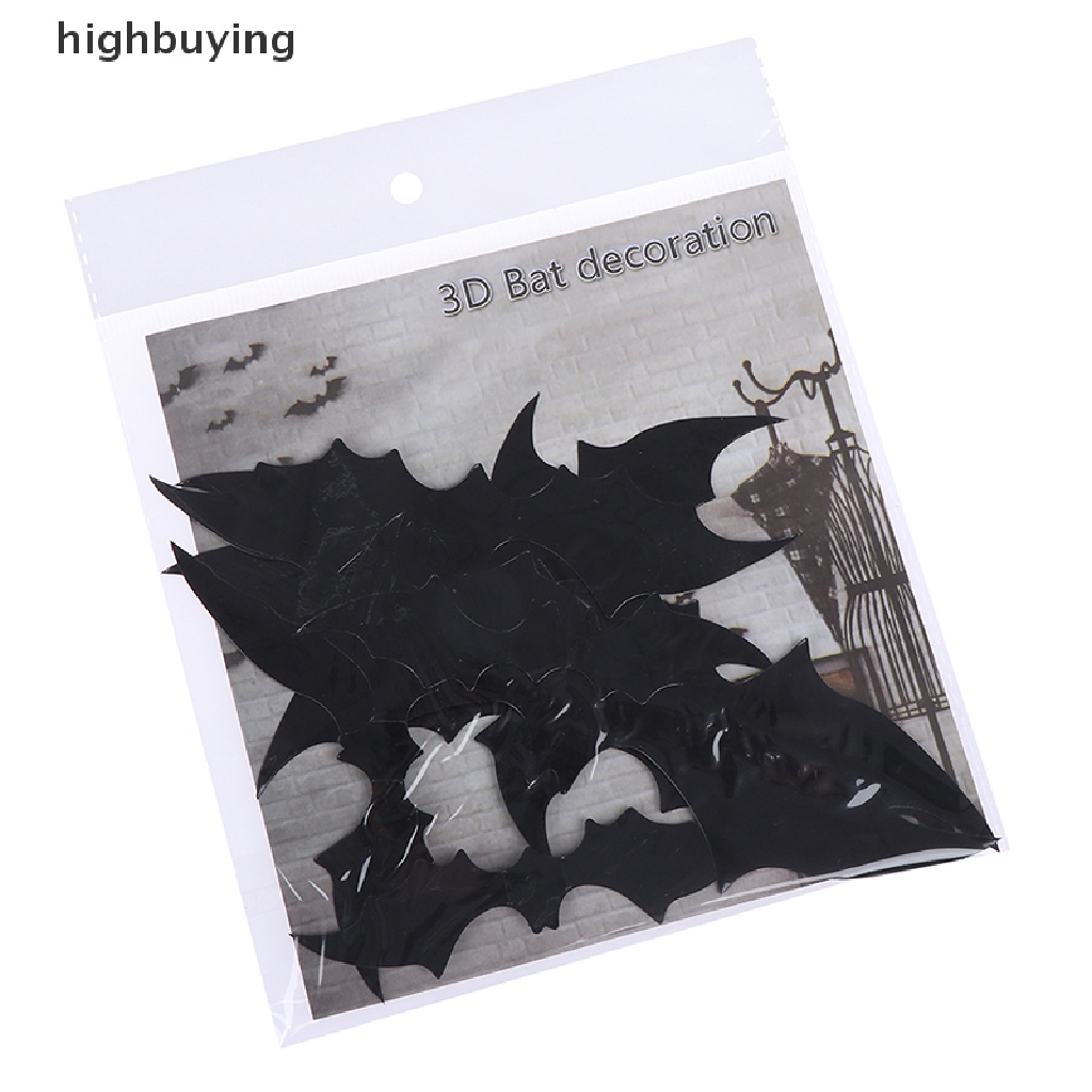 Set 12 Miếng Dán Tường Trang Trí Hình Dơi 3D Màu Đen Bằng PVC DIY