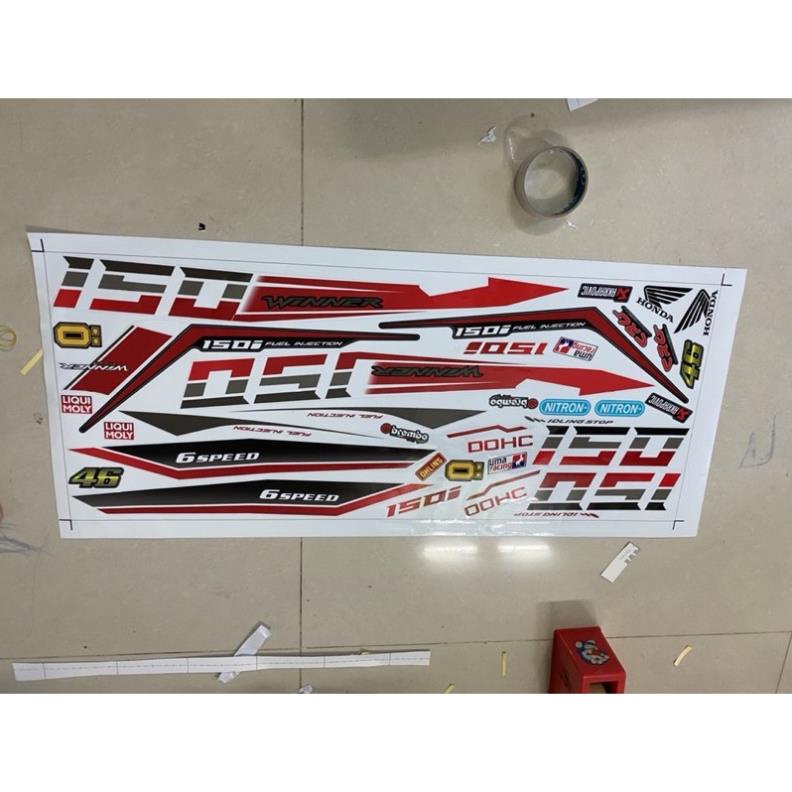 FREE SHIP + SALE SỐC +DECAL PVC 5 LỚP CHẤT LƯỢNG CAO Tem rời Winner v1 dán xe trắng