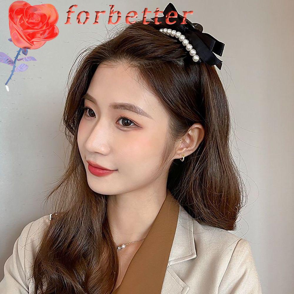 Kẹp càng cua cho tóc đuôi ngựa kiểu nơ đính ngọc trai thanh lịch phong cách Hàn Quốc cổ điển cho nữ