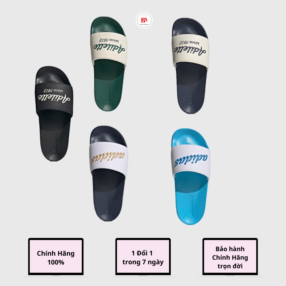 Chính Hãng Dép quai ngang Adilette Shower Đen / Xanh Lá / Navy chữ xanh / Navy chữ vàng / Xanh trời