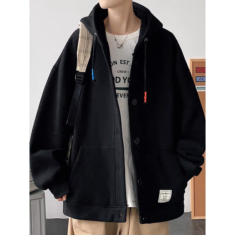 Áo khoác Hoodie zip chất nỉ bông - Hai Hàng Cúc - Áo hoodie túi zip nam nữ đều mặc được có mũ trùm đầu 2 lớp dày dặn ấm