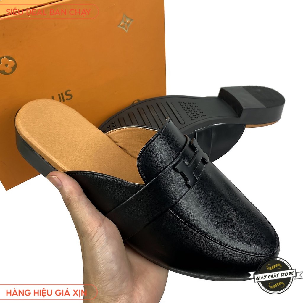 Giày sục nam, sục nam chữ H Da Pu - Mã GSN15  B2
