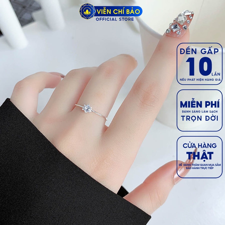 Nhẫn bạc nữ mặt đá nhỏ chất liệu bạc S925 thời trang phụ kiện trang sức nữ Viễn Chí Bảo N400539