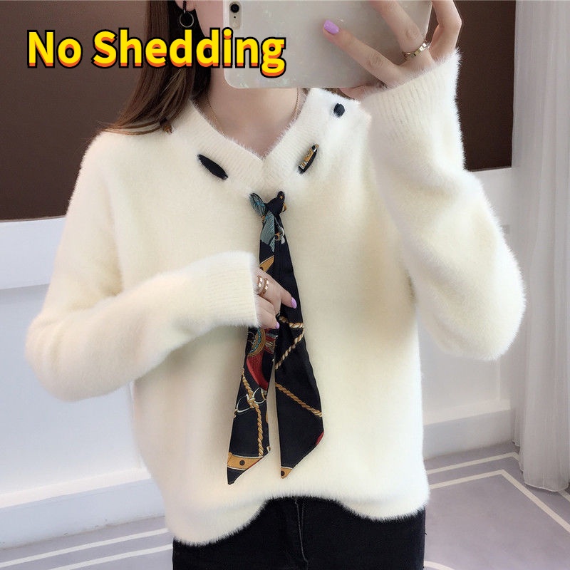 Áo Len Lông Cừu Dày Chui Đầu Dáng Rộng Nhỏ Nhắn Phong Cách Mới Mùa Thu Đông Dành Cho Bạn Nữ