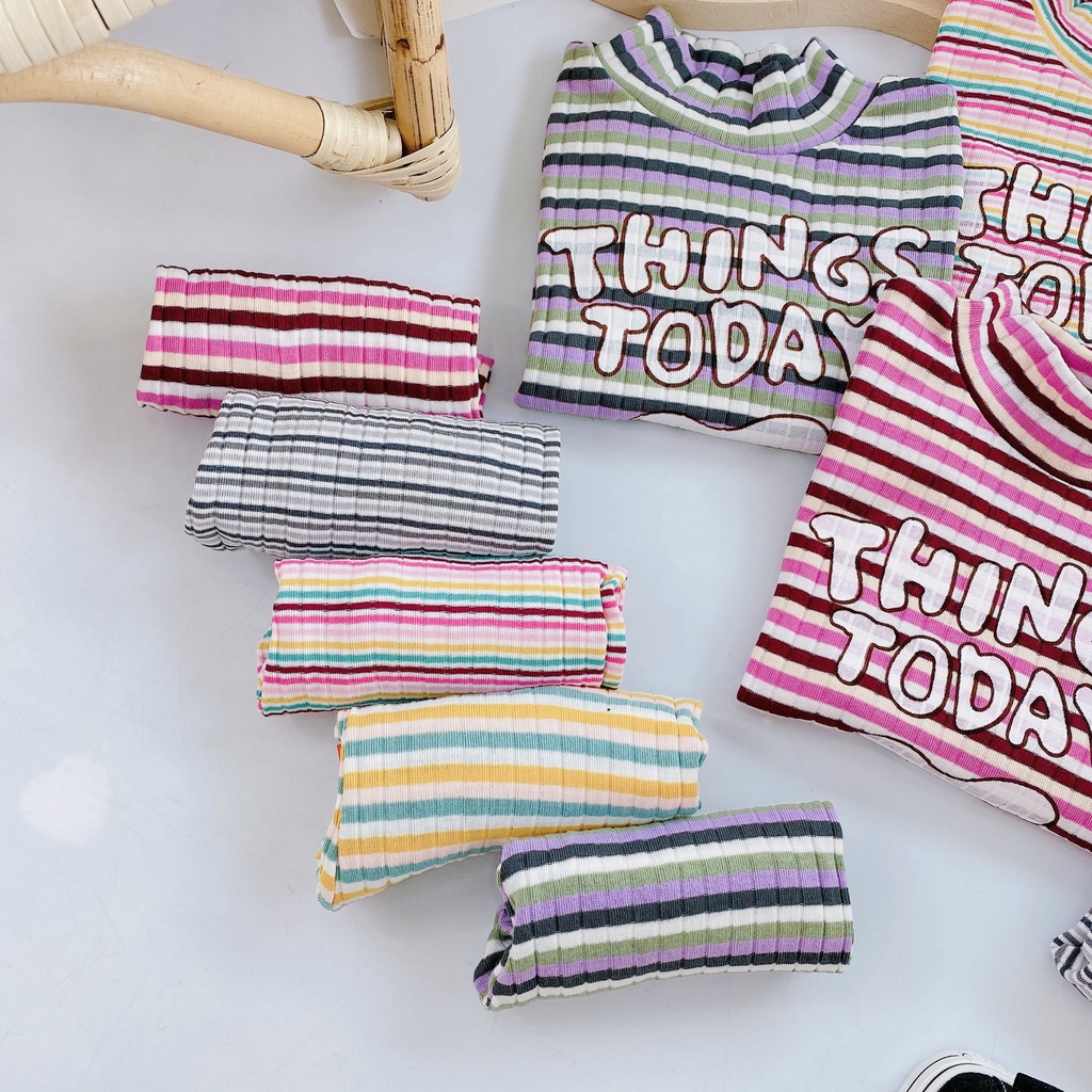 Bộ thu đông cho bé Sơ sinh chất len tăm kẻ Đồ bộ Bé gái Bé trai_Bộ dài tay thu đông cho bé