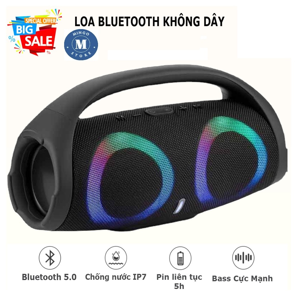Loa Nghe Nhạc Bluetooth Cầm Tay không dây 2 đèn Led Lớn Di Động Bass cực mạnh âm thanh đỉnh công suất lớn