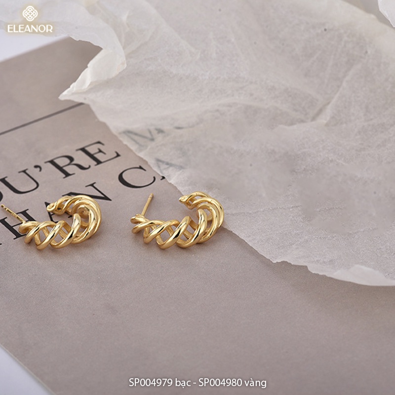 Bông tai nữ Eleanor Accessories hình chữ C thiết kế dạng xoắn phụ kiện trang sức 4979
