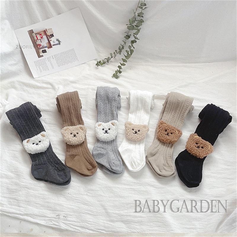 Quần Tất Lưng Thun In Họa Tiết Gấu Hoạt Hình Dễ Thương Cho Bé Gái 0-4 Tuổi