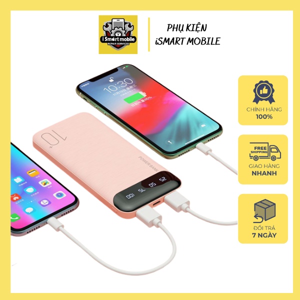 Sạc dự phòng 10000mAh WK Design, Pin dự phòng 2 cổng USB WP-161 (BẢO HÀNH 12 THÁNG)