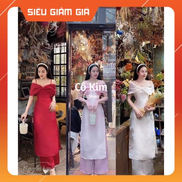 Sét áo dài phối trễ vai siêu xinh hot trend 2022